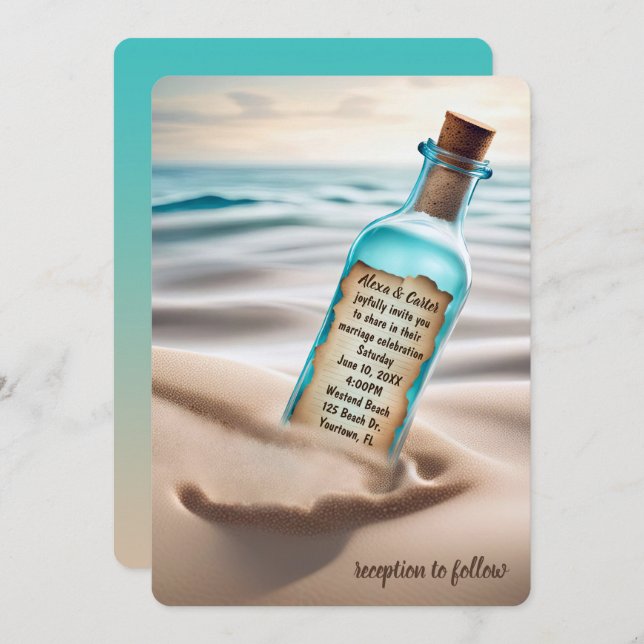 Message In a Bottle Wedding Invitation (Front/Back)