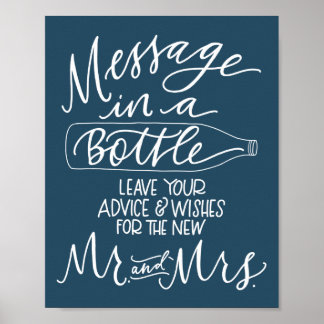 Message in a Bottle Wedding Sign - Navy Blue