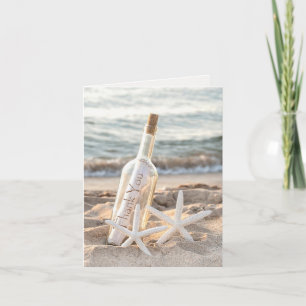 Message In a Bottle With Starfish Thank You Card