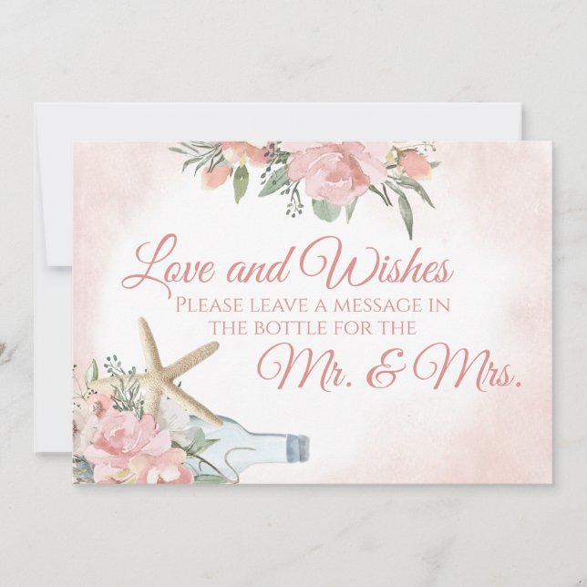 Message in Bottle Floral Beach Invitation (Front)