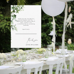 Message Ivy White Bridal Shower Thank You Card