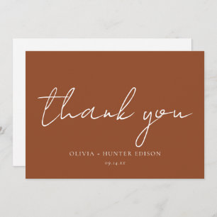 Message Modern Terracotta Calligraphy  Thank You Card