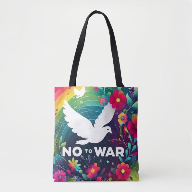 Message of Peace: Dove Over Wreath Tote Bag (Front)