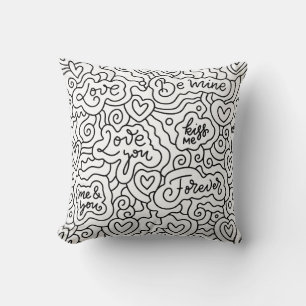 Message printed valentines day white throw pillow