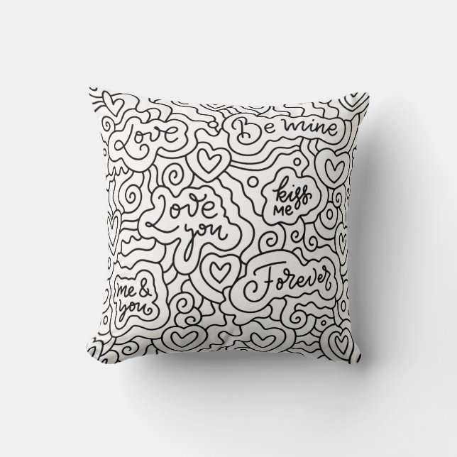 Message printed valentines day white throw pillow (Front)