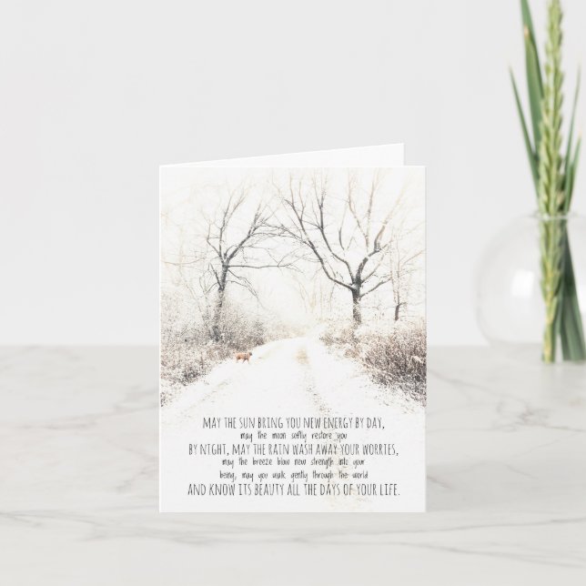 Message, snow with dog thank you card (Front)