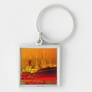 Messageries Maritimes Vintage PosterEurope Key Ring