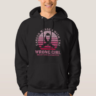 Messed With The Wrong Girl Breast Cancer Awareness Hoodie