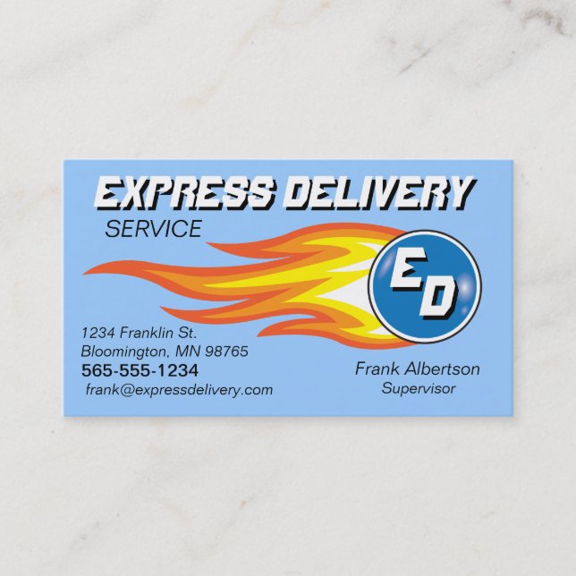 Messengers & Delivery Service Fireball Business Card (Front)