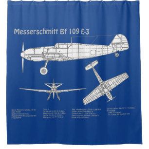 Messerschmitt Bf 109 - Aeroplane Blueprint ABD Shower Curtain
