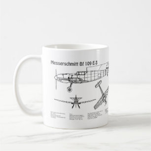 Messerschmitt Bf 109 - Aeroplane Blueprint BD Coffee Mug