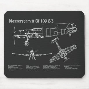 Messerschmitt Bf 109 - Aeroplane Blueprint PD Mouse Pad