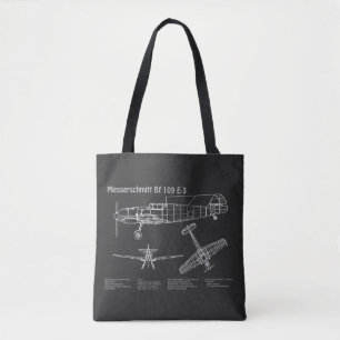 Messerschmitt Bf 109 - Aeroplane Blueprint PD Tote Bag