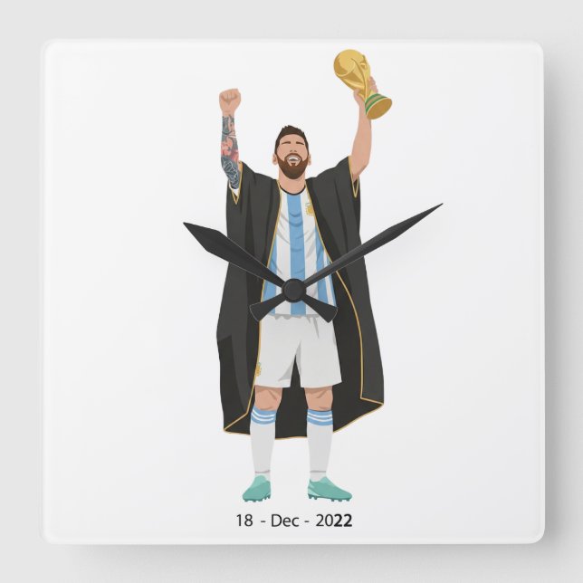 Messi World Cup Champion  Square Wall Clock (Front)