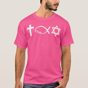 Messianic Jew Cross Fish Star Of David Hebrew T T-Shirt