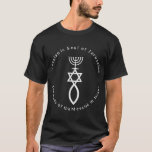 Messianic Jewish Seal Of Jerusalem Menorah Star Fi T-Shirt<br><div class="desc">Messianic Jewish Seal Of Jerusalem Menorah Star Fish Israel</div>