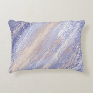 Messy Abstract Blue and Beige Paint Strokes Decorative Cushion