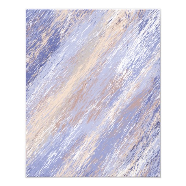 Messy Abstract Blue and Beige Paint Strokes Photo Print (Front)