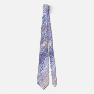 Messy Abstract Blue and Beige Paint Strokes Tie