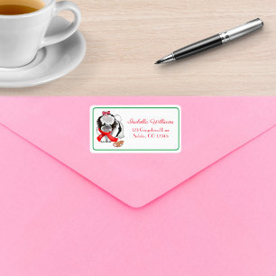 Messy & Adorable Shih Tzu With Gingerbread Toy Label