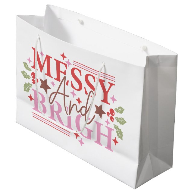 Messy and Bright Christmas gift personalised  Large Gift Bag (Front Angled)
