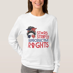 Messy Bun American Flag Pro Choice Star Stripes Eq T-Shirt