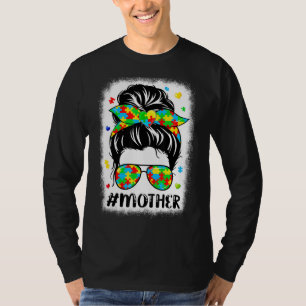 Messy Bun Bandanna Mother Supportive Women Autism T-Shirt