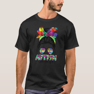 Messy Bun Bandanna Nonnie Supportive Women Autism T-Shirt