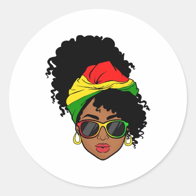 Messy Bun Black History Month Shirts African Ameri Classic Round Sticker (Front)