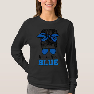 Messy Bun Blue Diabetes Type 1 Awareness Warrior S T-Shirt