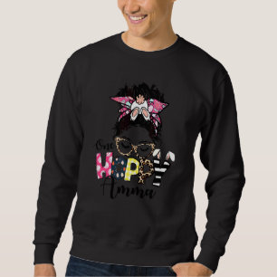 Messy Bun Bunny One Hoppy Amma Leopard Happy Easte Sweatshirt