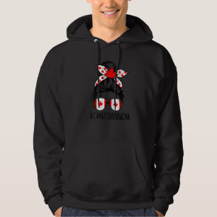 Messy Bun Canadian Mum Canadian Flag Canada Day   Hoodie
