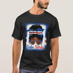 Messy Bun Cape Verdean Cabo Verde Flag Womens Woma T-Shirt