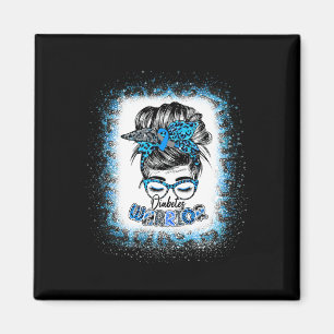 Messy Bun Diabetes Warrior Blue Ribbon Diabetes Aw Magnet
