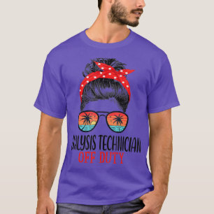 Messy Bun Dialysis Technician Off Duty Sunset T-Shirt