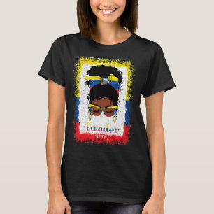 Messy Bun Ecuadorian Ecuador Flag Womens Woman Gir T-Shirt