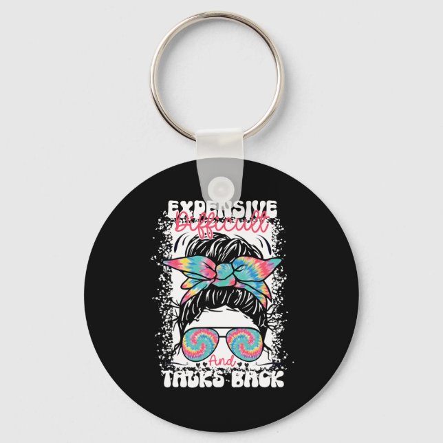 Messy Bun Funny Backtalk  Key Ring (Front)