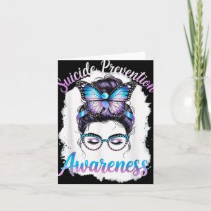 Messy Bun Girl Suicide Prevention Mental Health Gr Card