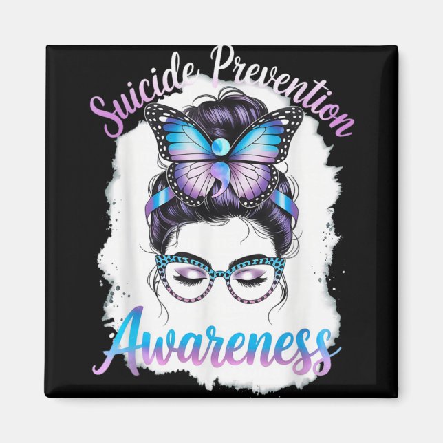 Messy Bun Girl Suicide Prevention Mental Health Gr Magnet (Front)