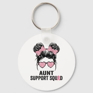 Messy Bun Gles Aunt Support Squad Breast Cancer Aw Key Ring