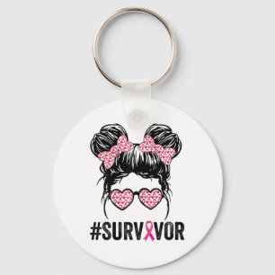 Messy Bun Gles Wear Pink Survivor Breast Cancer Aw Key Ring