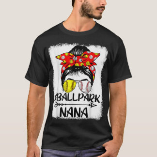Messy Bun Hair BallPark Nana Softball Baseball Mot T-Shirt