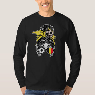 Messy Bun Hair Belgian Soccer Girl Belgium Jersey  T-Shirt