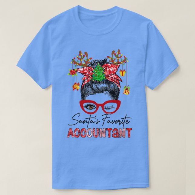 Messy Bun Hair Christmas TreeSantax27s Favourite A T-Shirt (Design Front)