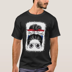 Messy Bun Hair Netherlands Football Team World Soc T-Shirt