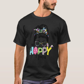 Messy Bun Hair One Hoppy Nona Bunny Happy Easter D T-Shirt