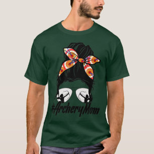Messy Bun Hair Sunglasses Bandanna Archery Mum Wom T-Shirt