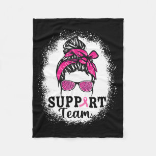 Messy Bun Hair Support Team Breast Cancer Awarenes Fleece Blanket