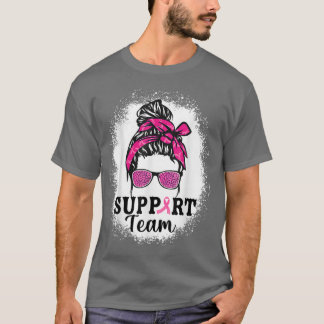 Messy Bun Hair Support Team Breast Cancer Awarenes T-Shirt