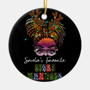 Messy Bun Hair Women Christmas Santas Favorite Sto Ceramic Tree Decoration